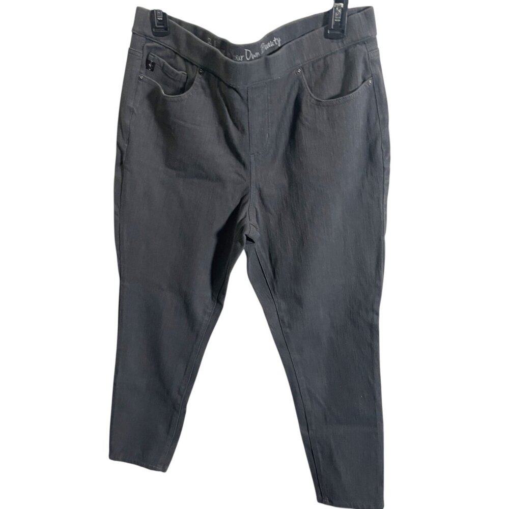Belle Kim Gravel 12P Petite Grey Pull-On Pants Stretch‎ Waist